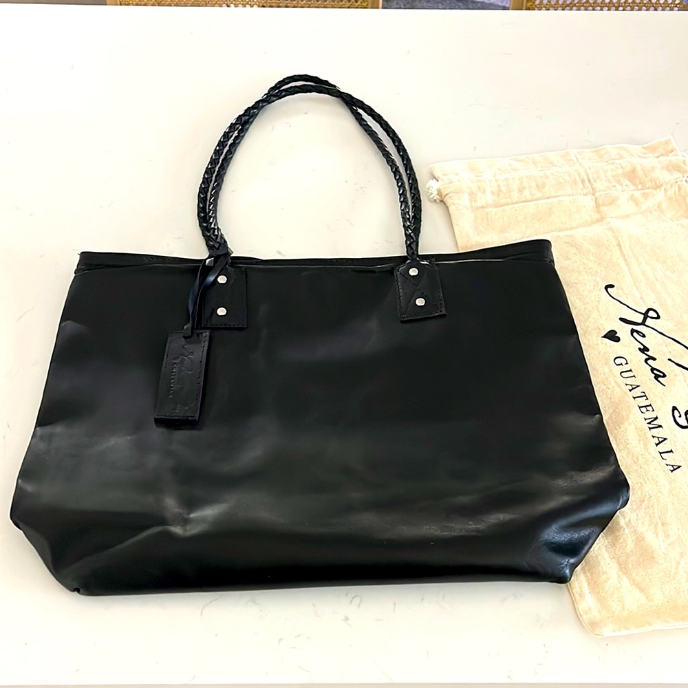 Nena & Co. Black Leather Market Tote